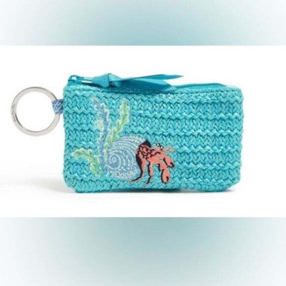 VERA BRADLEY Antilles Treasure Straw Zip ID Case - Picture 1 of 5